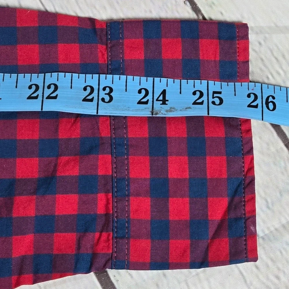 J. Crew Slim Secret Wash cotton poplin shirt L Bleecker‎ Gingham Navy Red NIB